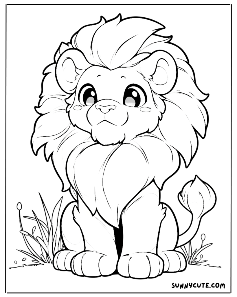 Cute Lion Coloring Page