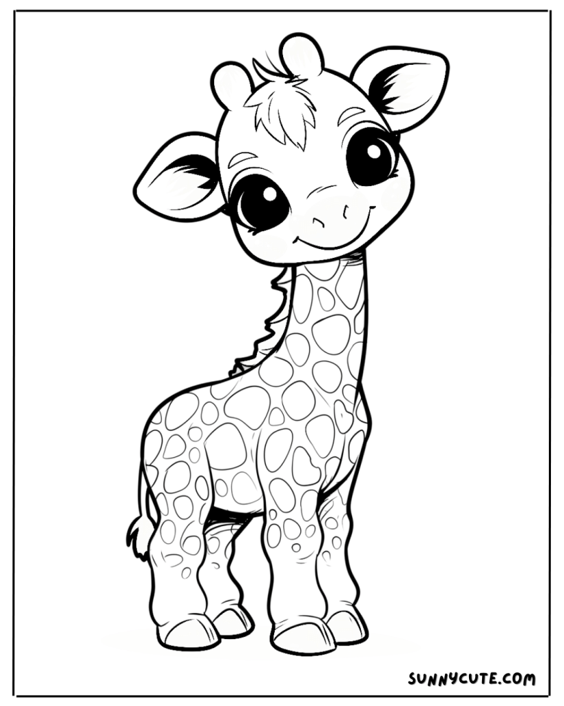 Kawaii giraffe coloring page