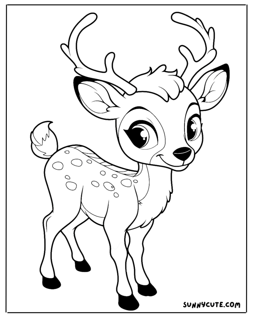 Kawaii Deer Coloring Page