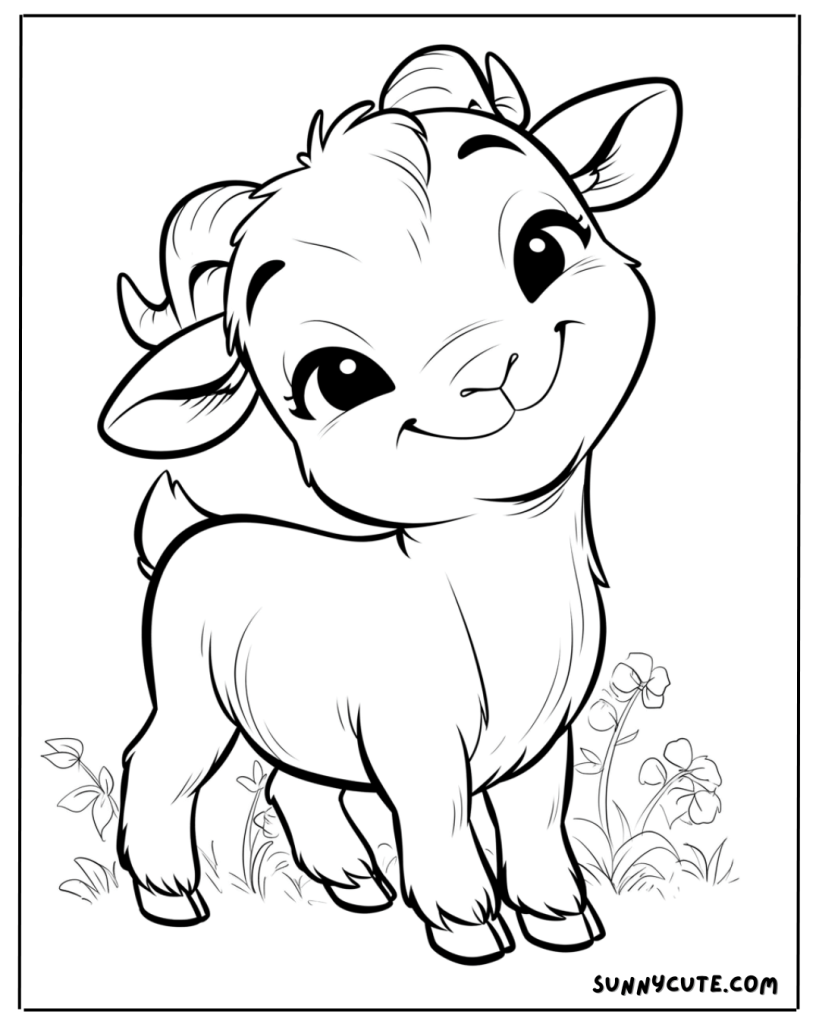 Cute goat coloring page