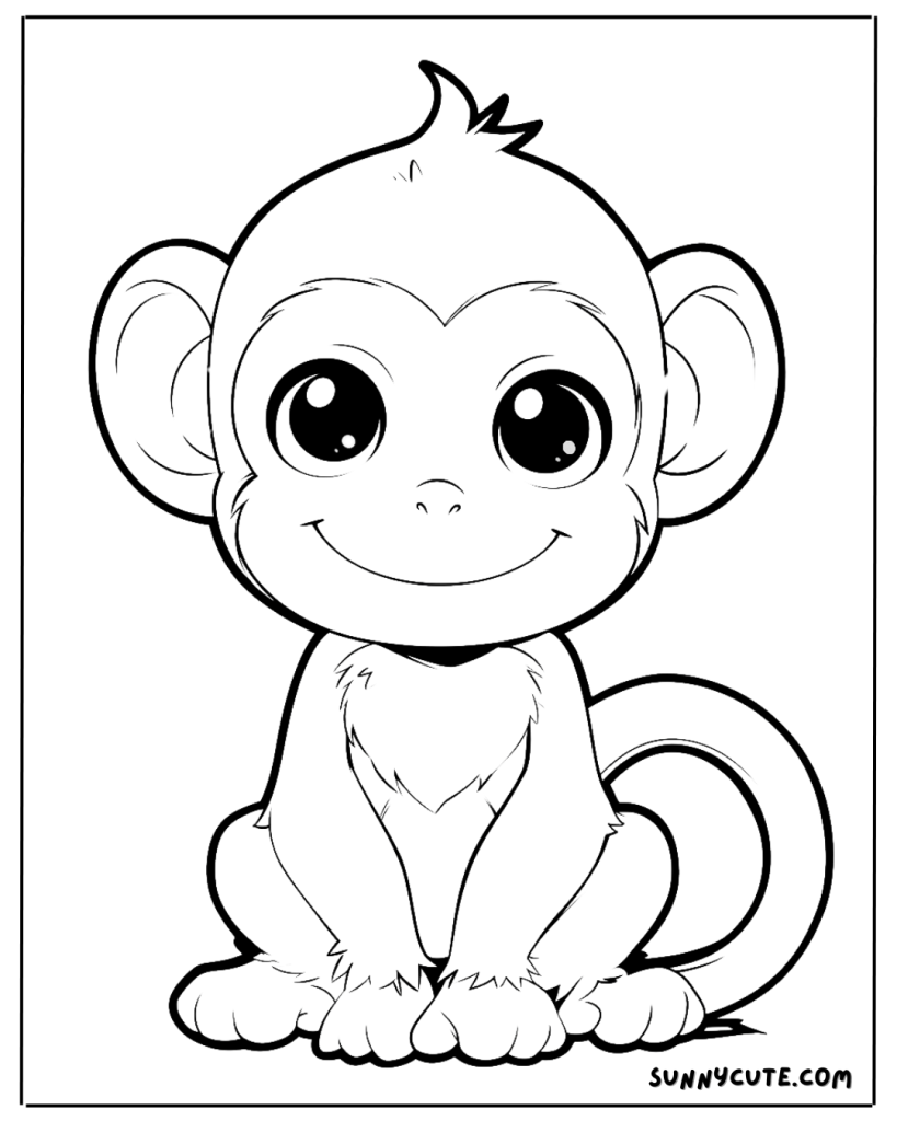 Cute monkey coloring page