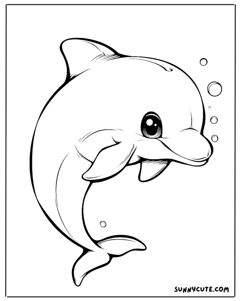 Kawaii Dolphin coloring page