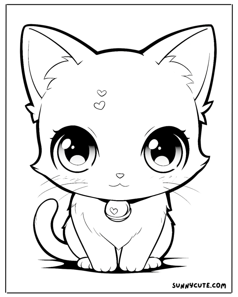 Cute Cat Coloring Page