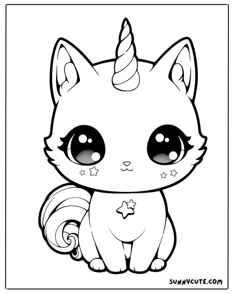 Unicorn cat coloring page