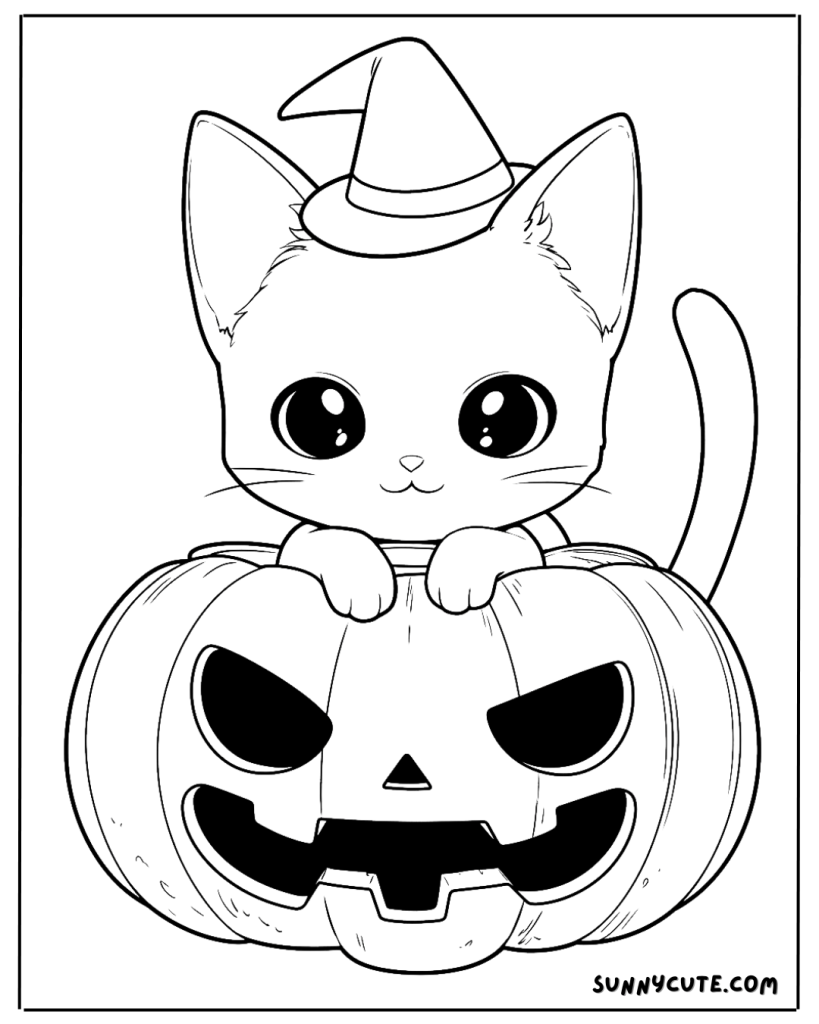 Halloween cat coloring page