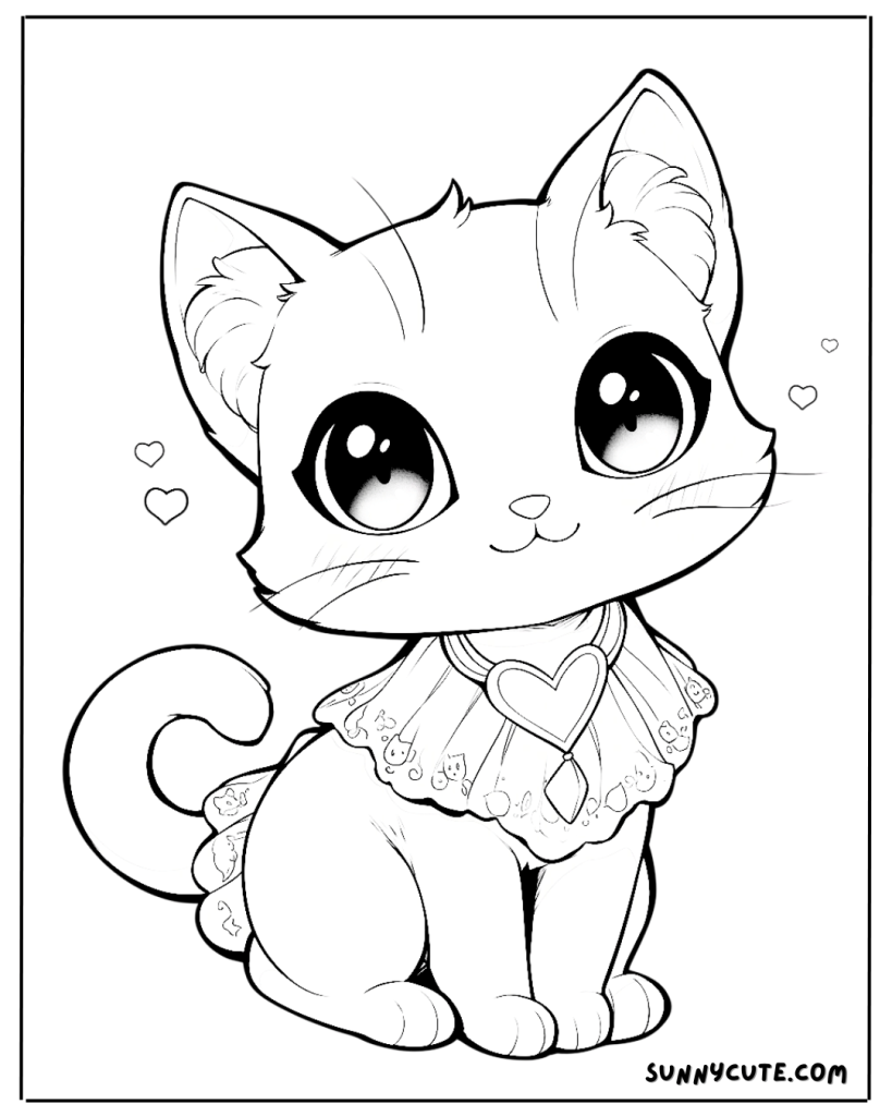 anime cat girl coloring page
