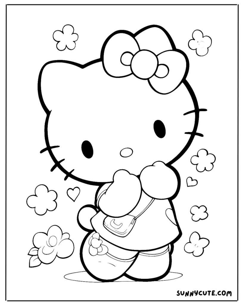 Hello kitty coloring page
