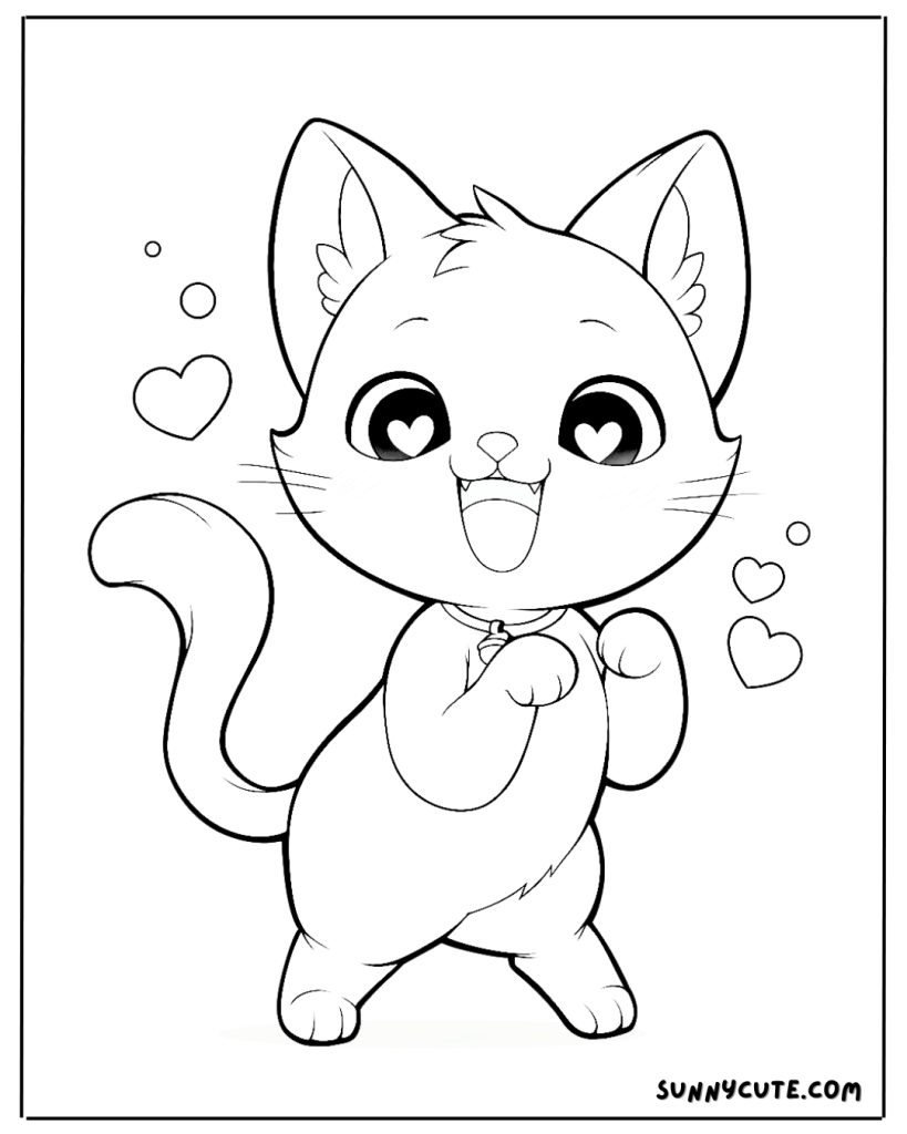 Happy cat coloring page