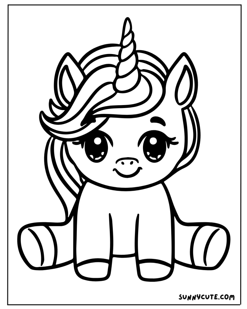 Cute unicorn coloring page