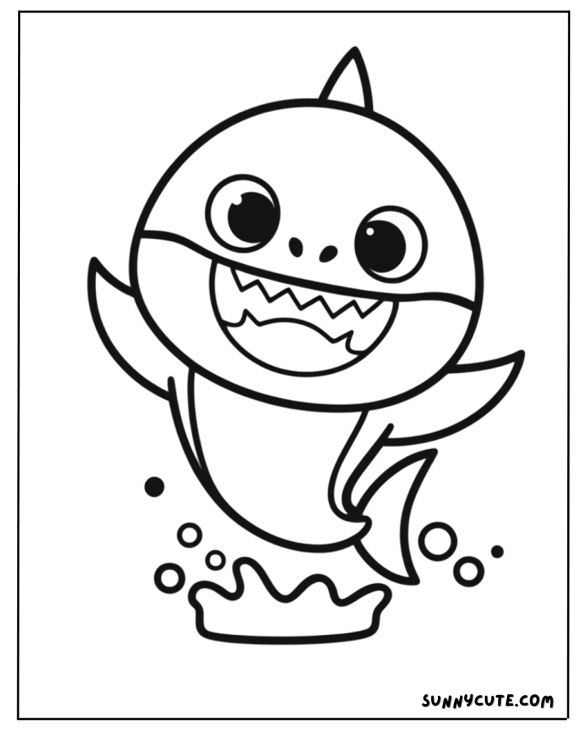 Cute shark coloring page