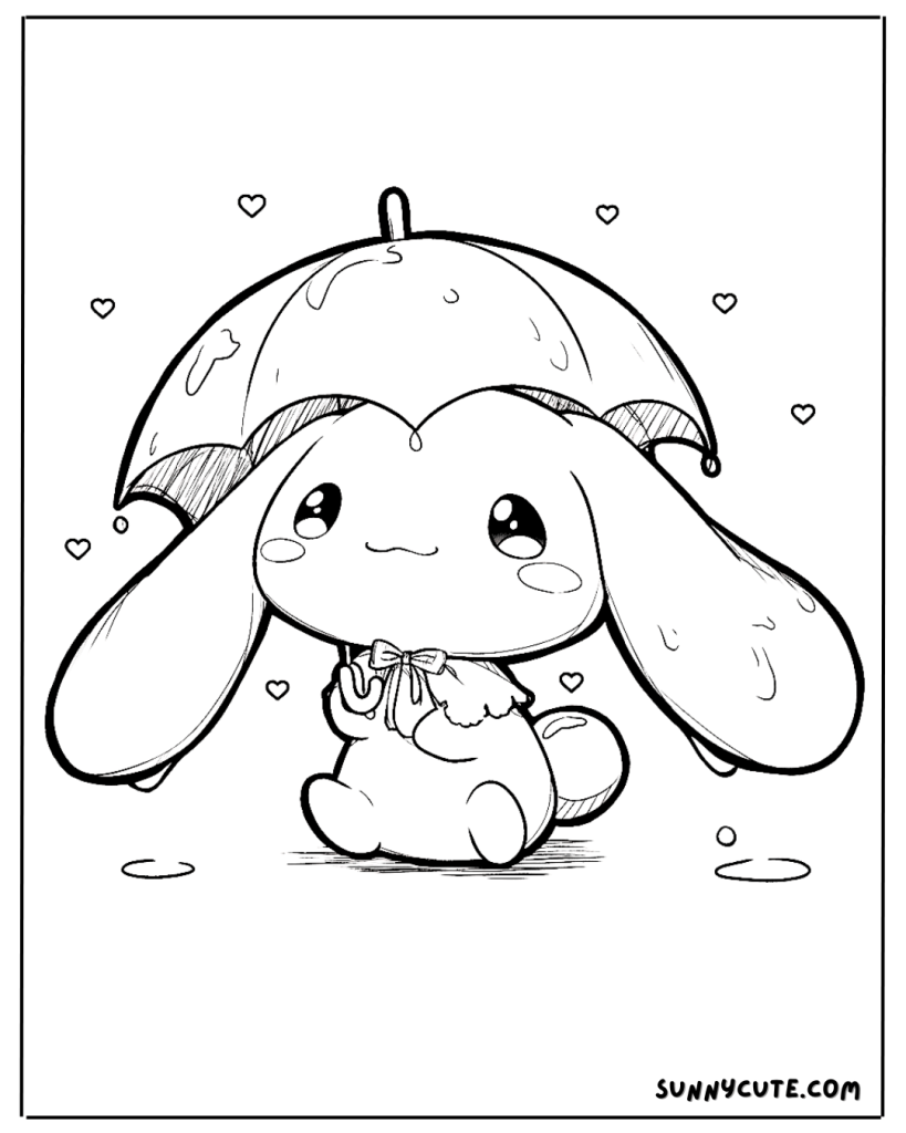 Cinnamoroll on rainy day coloring page