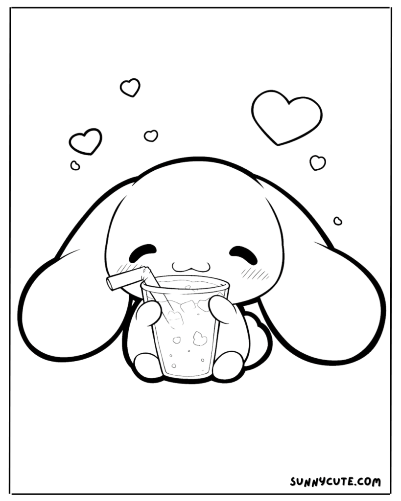 Cinnamoroll drink soda coloring page