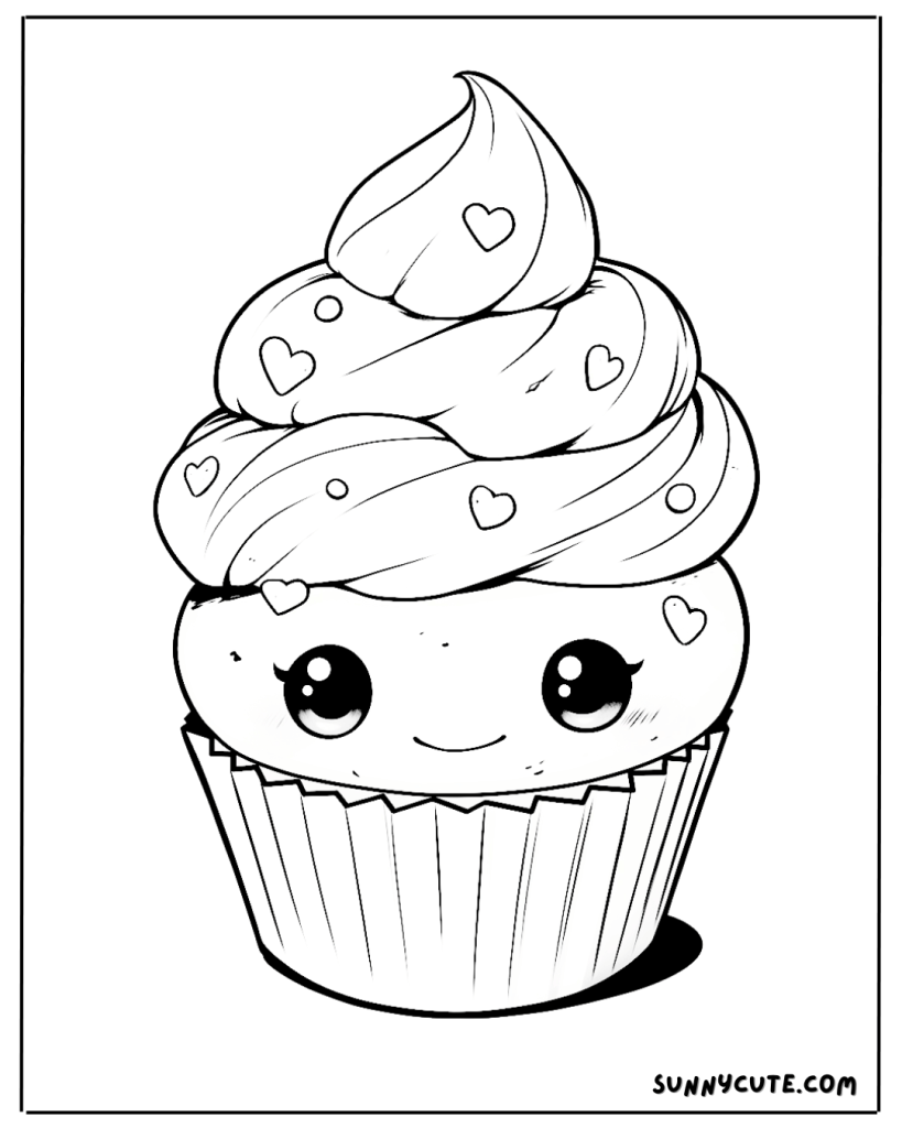 Cute Cupcake Coloring Page