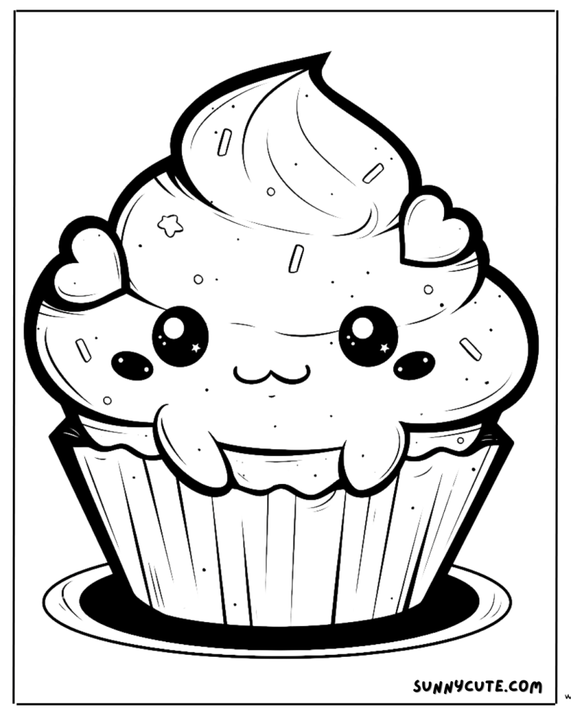 Charming Cupcake Coloring Page