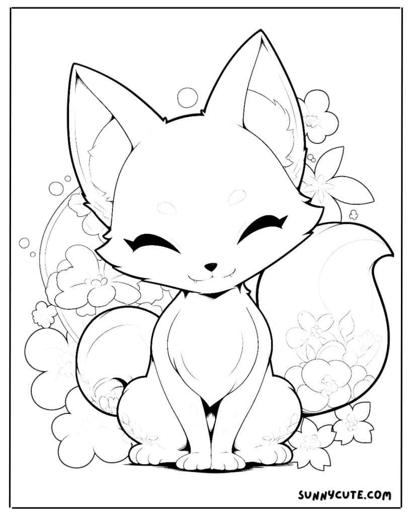 Cute Fox Coloring Page