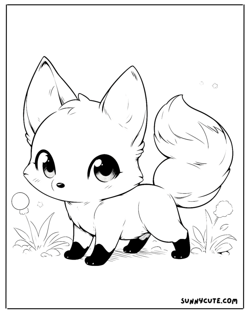 Baby fox coloring page