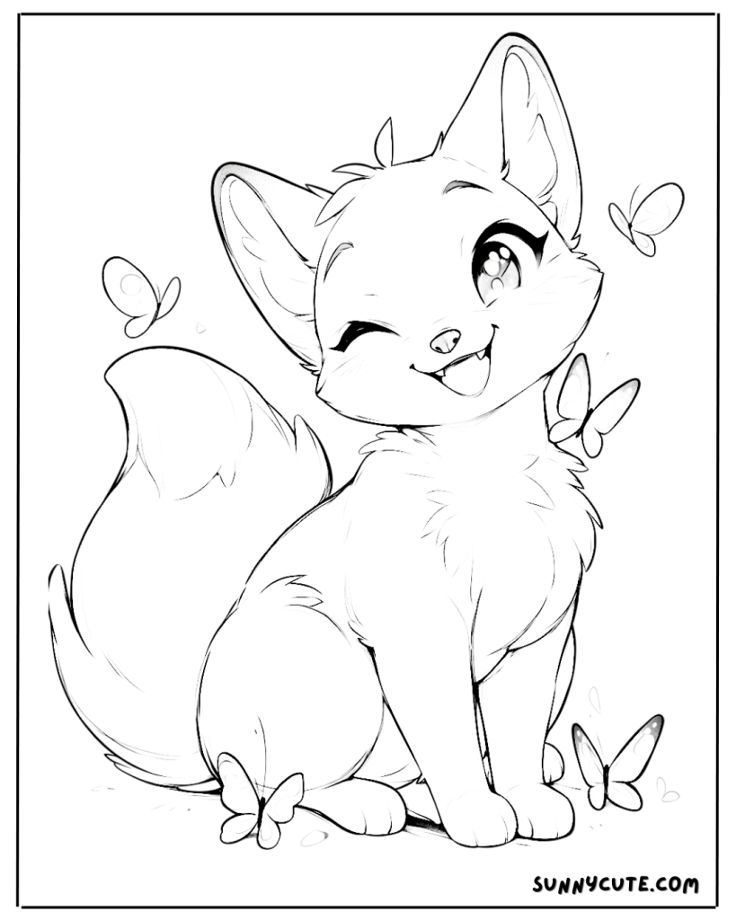 
Cute female Fox coloring page