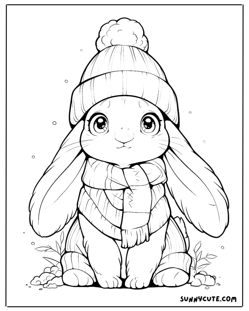 Sad Rabbit Coloring Page