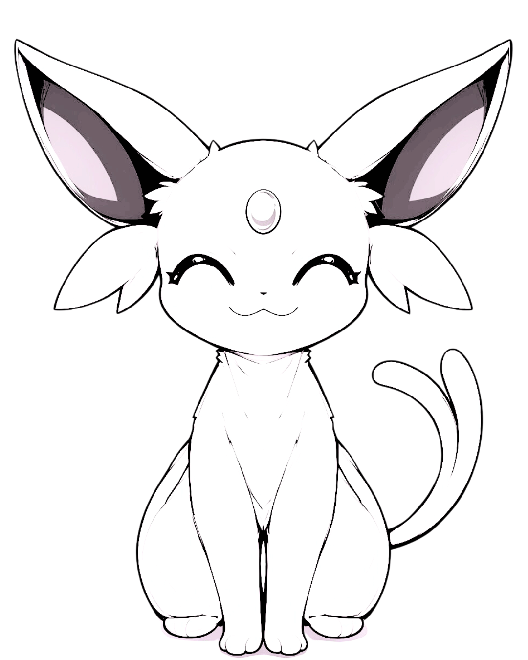 Cute Espeon Coloring Pages Free PDF Printables Sunny Cute