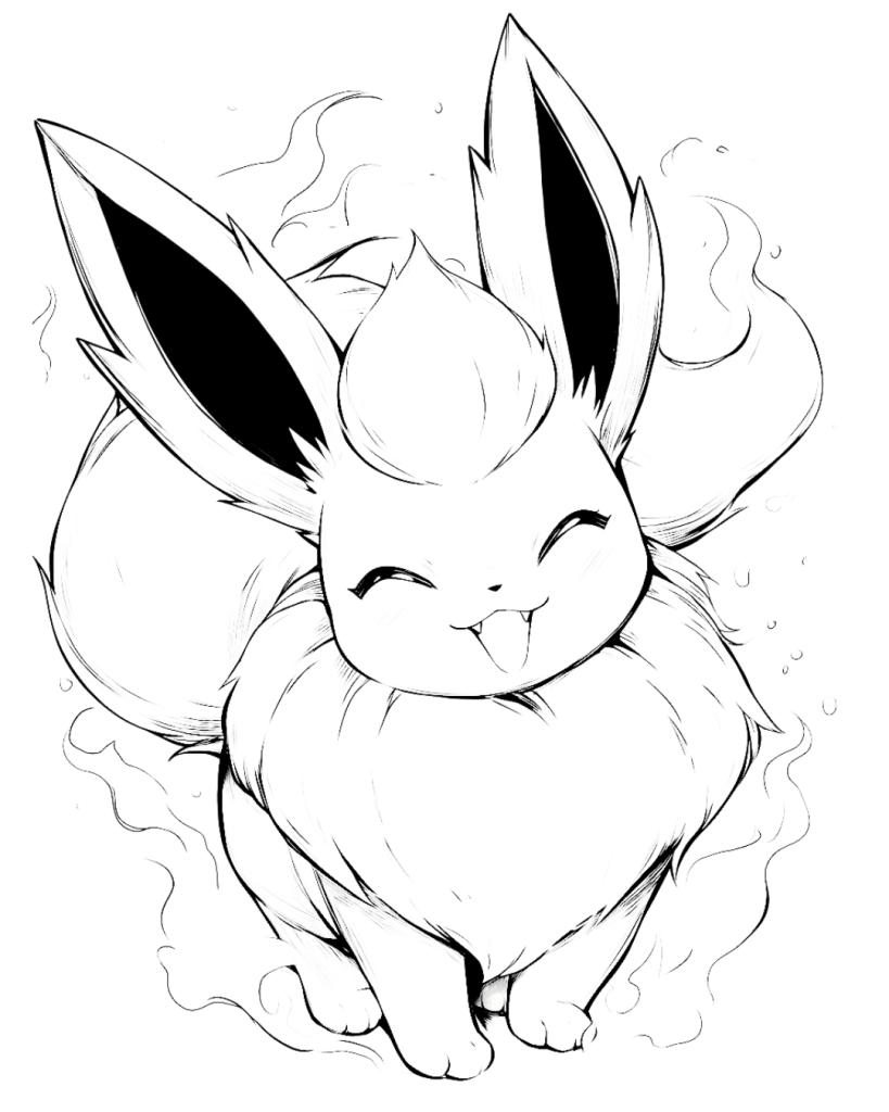 Kawaii Flareon Coloring Page