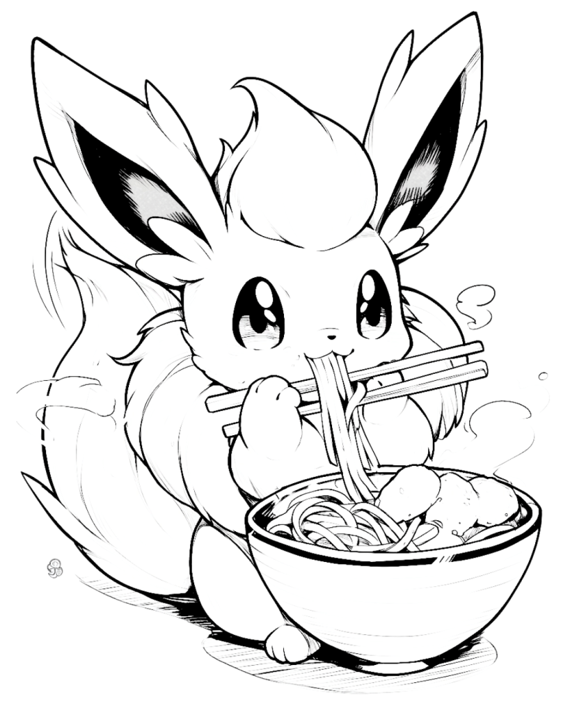 Adorable Flareon Eating Ramen