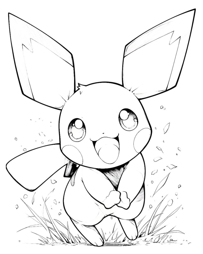 Happy Pichu Coloring Page For kids