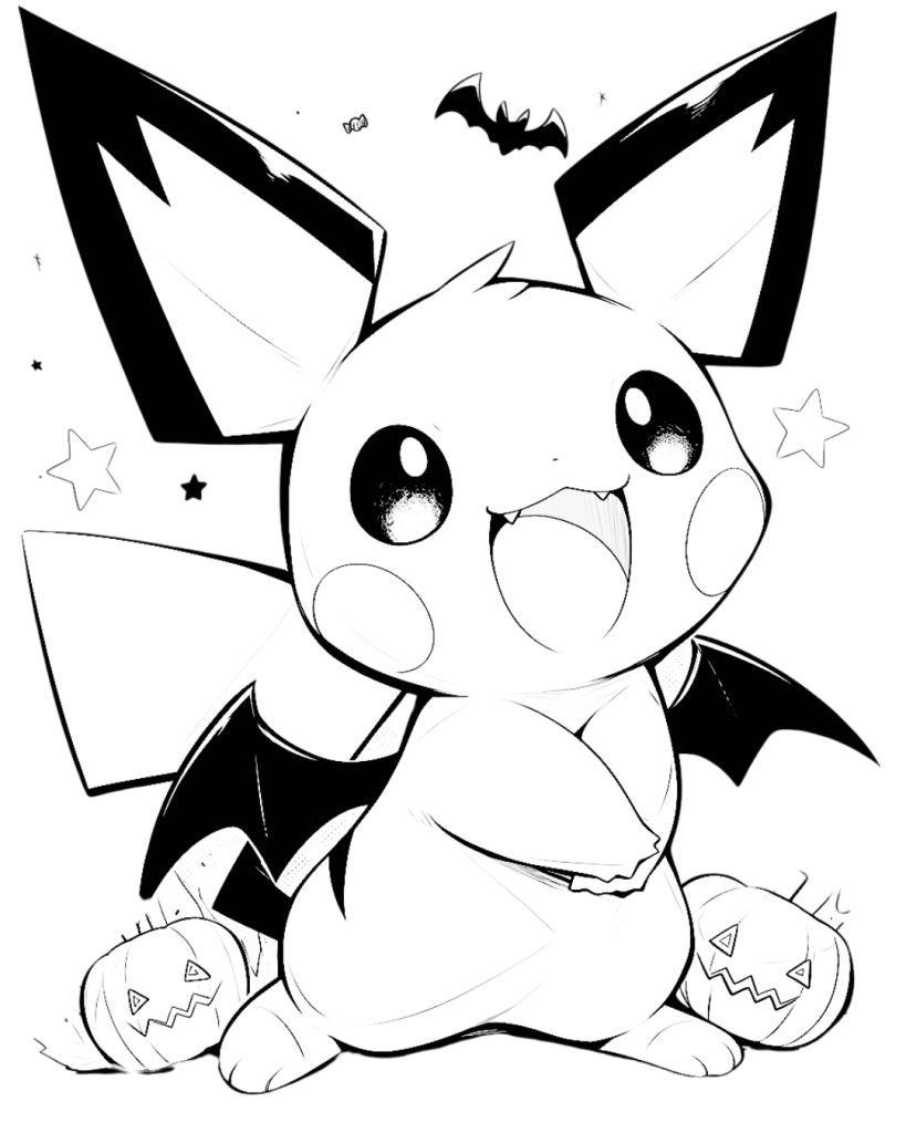 Halloween Pichu Coloring Page