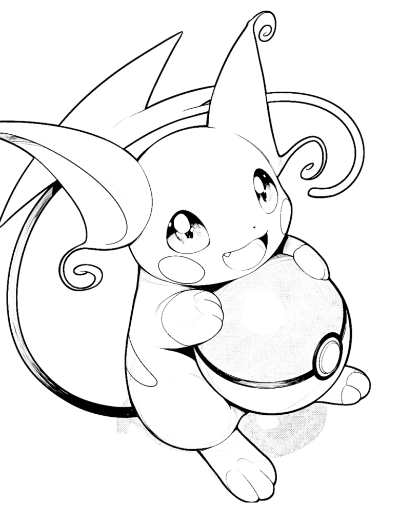 Kawaii Raichu Coloring Page