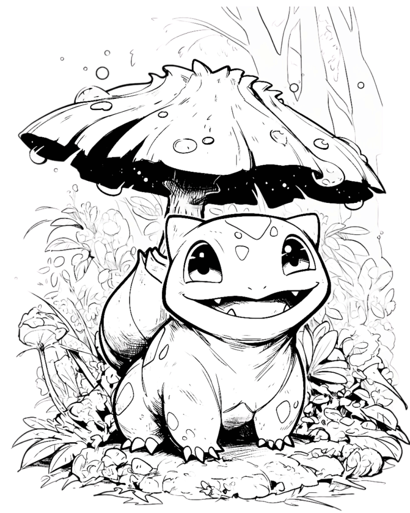 Bulbasaur in Forest Coloring Page