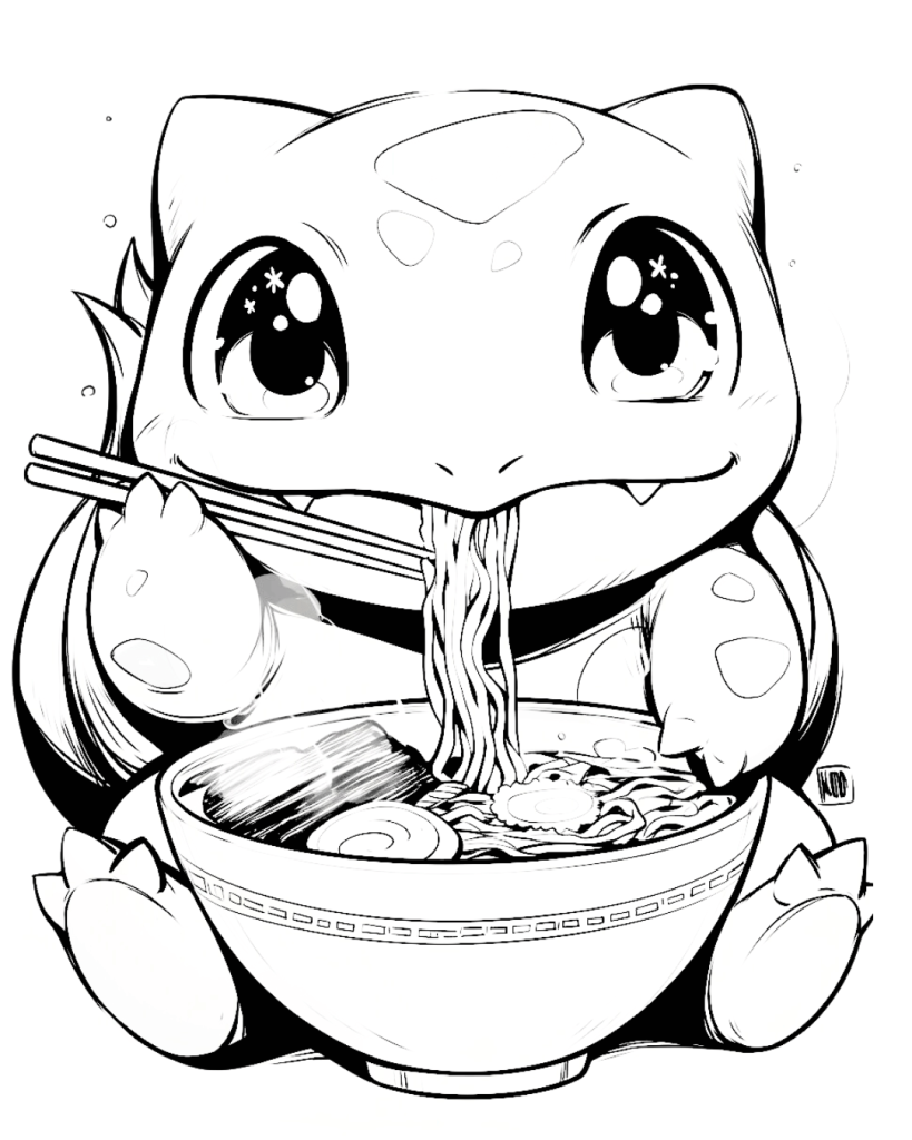 Bulbasaur eating Ramen