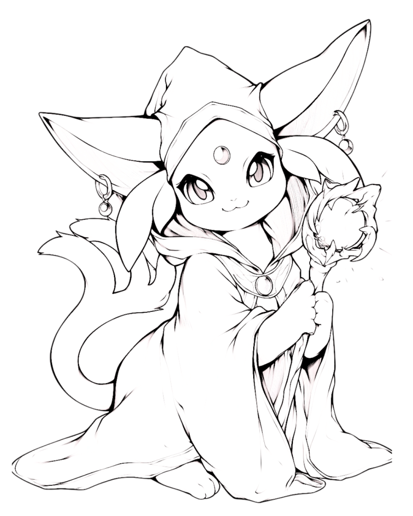 Espeon Witch Costume Coloring Page