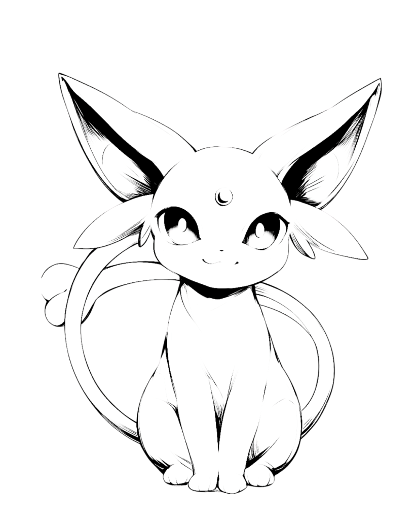 Kawaii Espeon Coloring Page