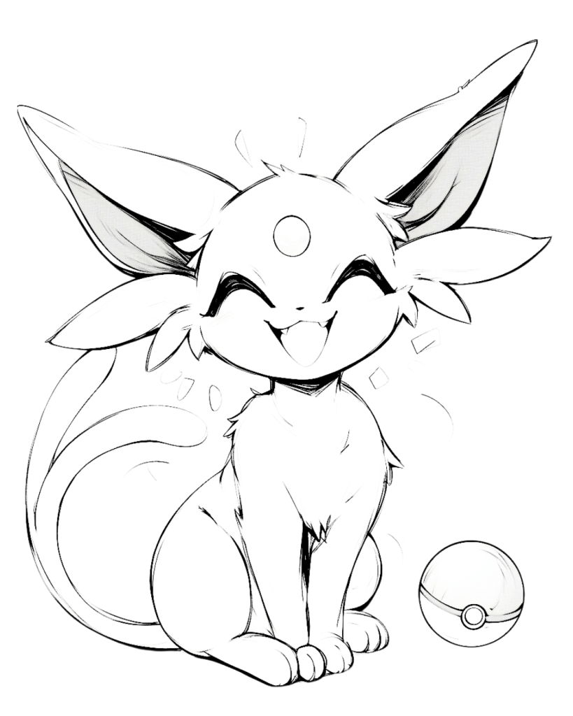 Espeon with Pokeball Coloring Page