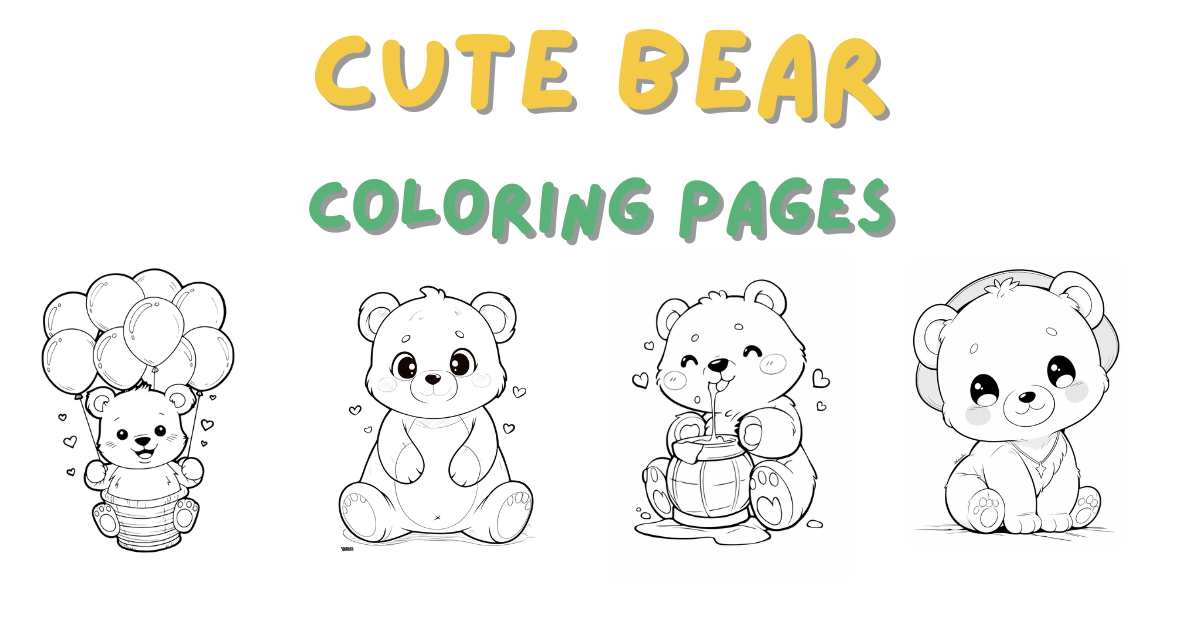 Cute Bear Coloring Pages: Free PDF Printable