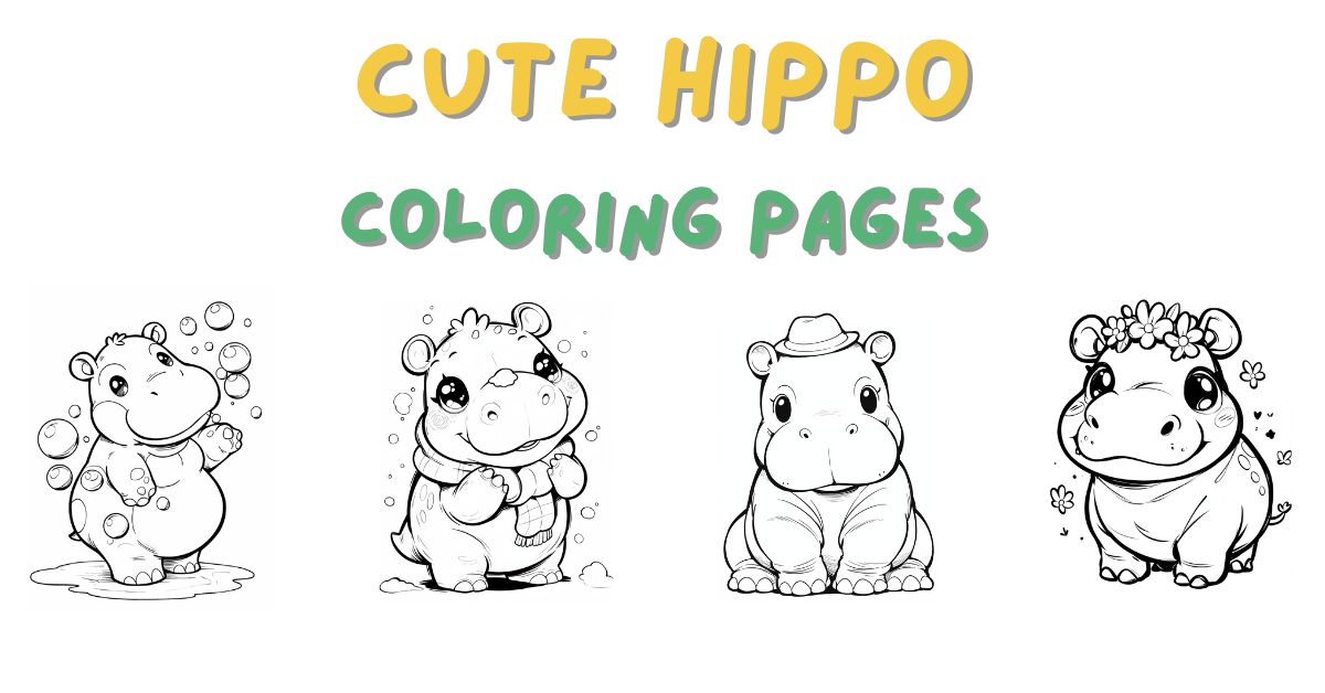 Cute Hippo Coloring Pages: Free PDF Printables