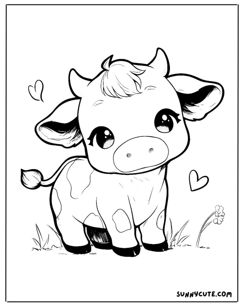 Baby cow coloring page