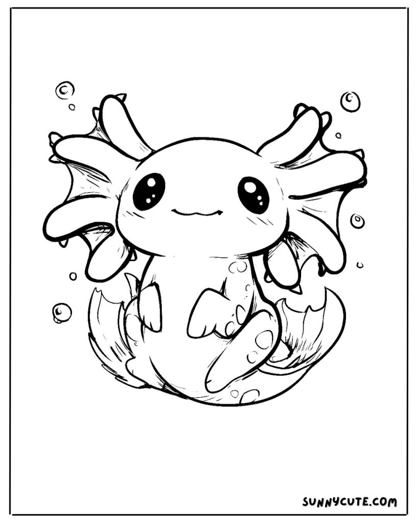 Kawaii Axolotl  coloring page