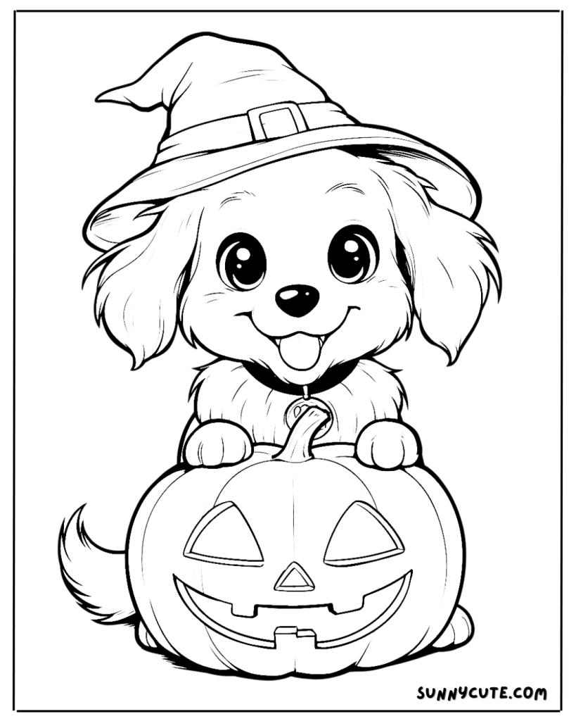 Halloween dog coloring page