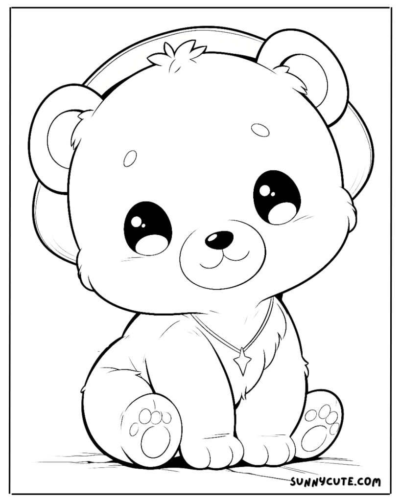 Bear with Hat Coloring Page