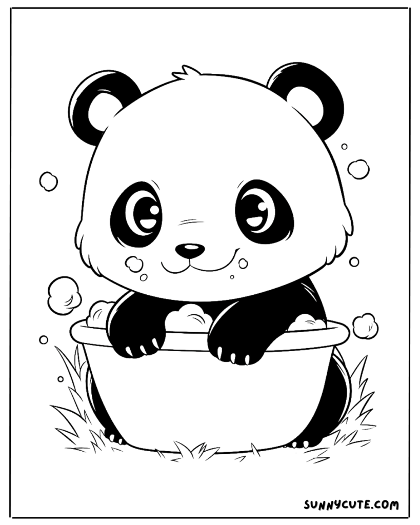 Panda shower coloring page