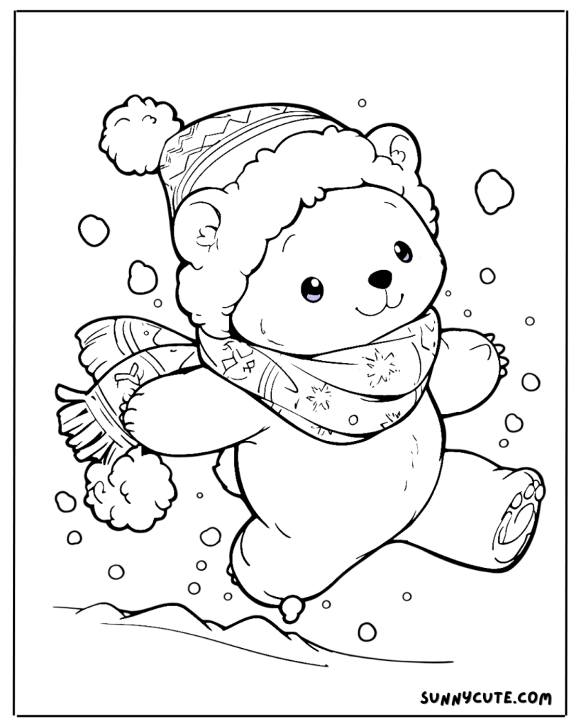 Panda in the Snow Coloring Page