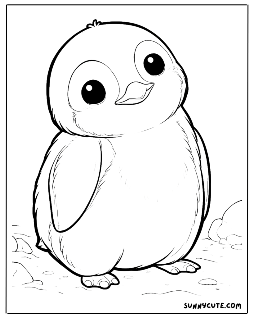 Baby penguin coloring page