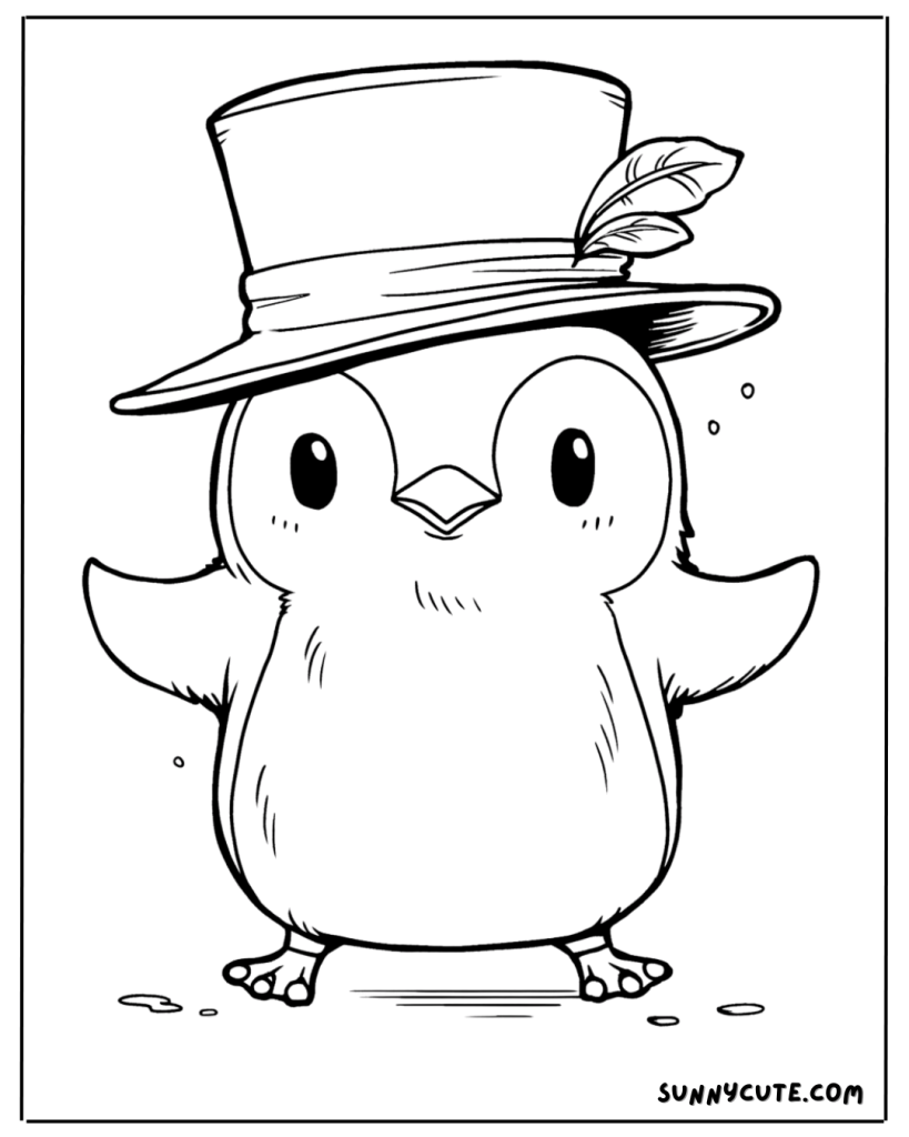 Penguin with hat coloring page