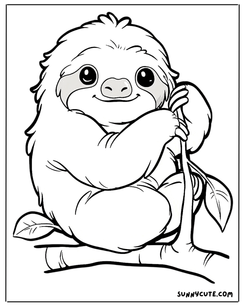 Cute Sloth Coloring Page