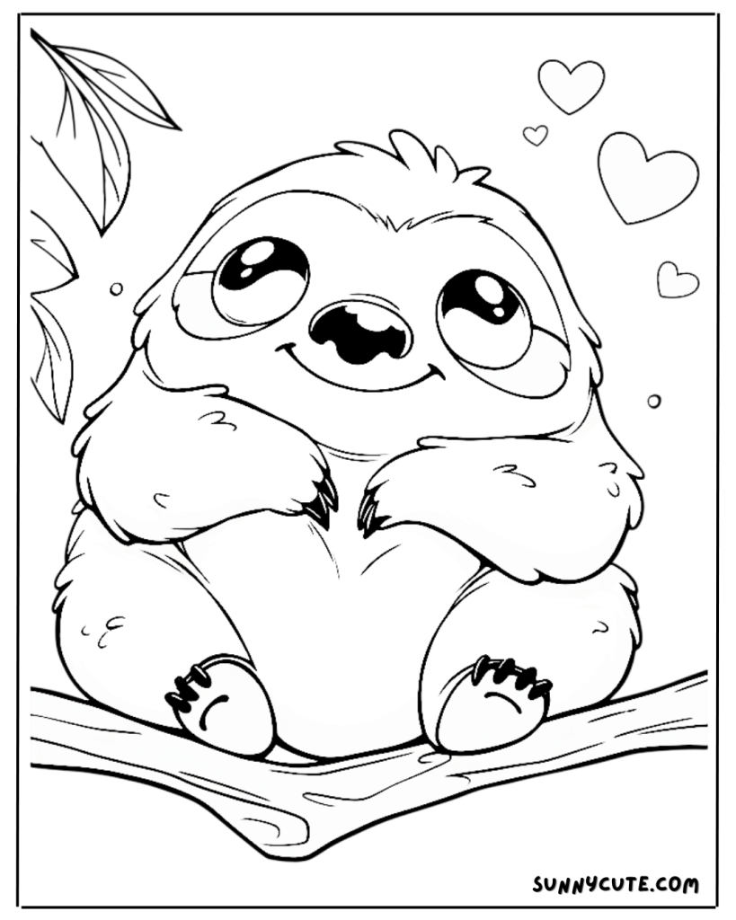 Charming sloth coloring page