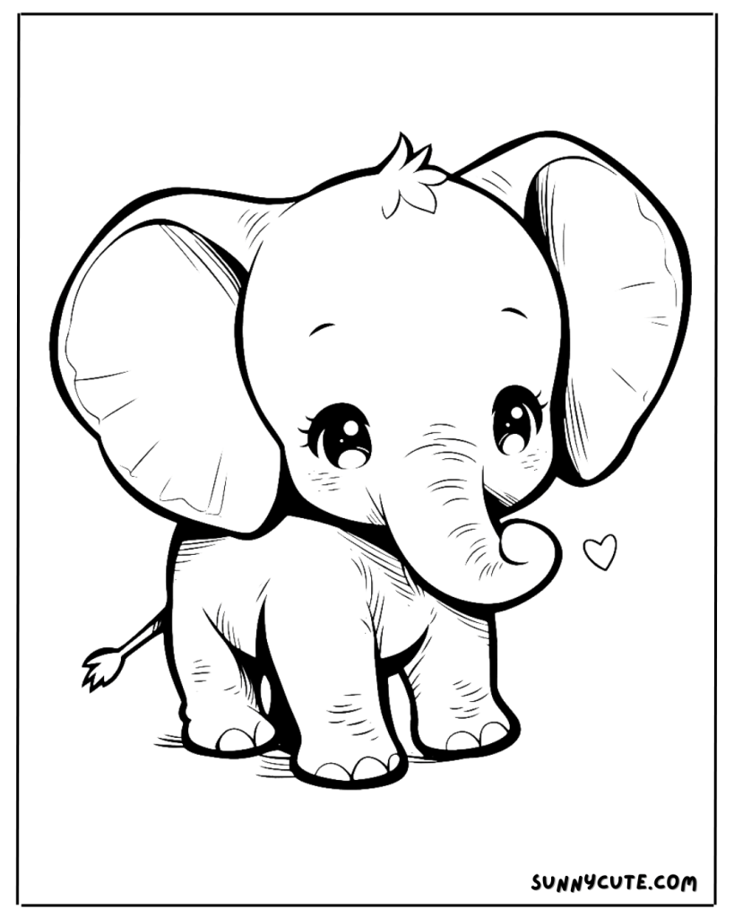 Baby Elephant Coloring Page