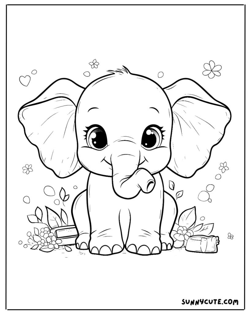 Cute  Elephant Coloring Page