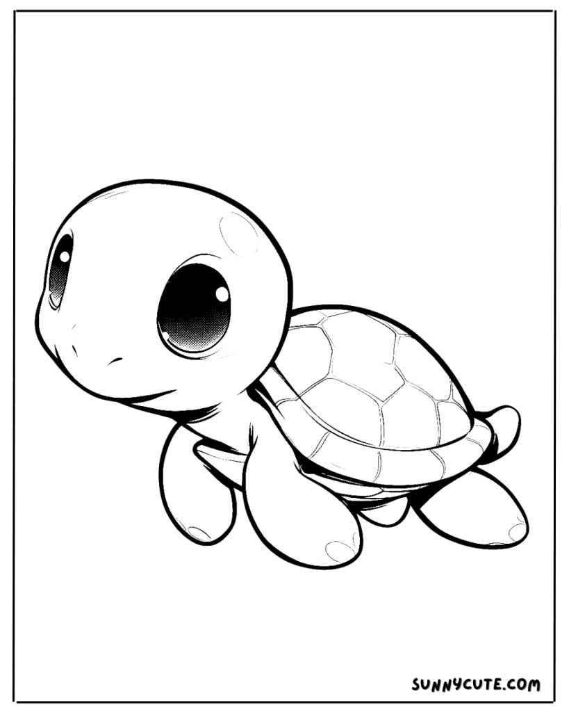 Cartoon cute turtle coloring page