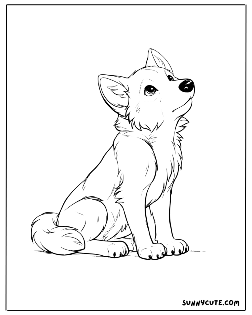 Adorable Wolf Coloring Page