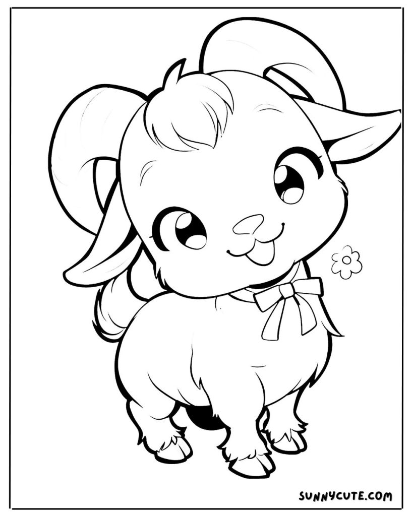 Happy goat coloring page